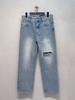 Kiyoko Moda Retrô Americana Casual Elegante Outono Inverno Jeans Rasgado Solto Emagrecedor Reta Longa para Mulheres