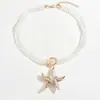 Collar Colgante de Estrella de Mar Estilo Vacacional Más Vendido Transfronterizo para Mujer, Diseño Simple y Moderno, Cadena para Clavícula Oceánica de Verano en Capas