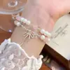Pulsera de Cuentas con Doble Esmalte de Lazo para Mujer, Nueva Pulsera China Super Hada Dulce Simple para Estudiante Novia