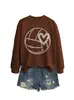 Amazon eBay site independente casual da moda personalizado feminino estampa de coração voleibol outono e inverno moletom de manga comprida para comércio exterior