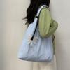 Dopamina cor lona saco de ombro mulheres fino estudante bolsa escolar fresco estilo fada grande capacidade saco plissado