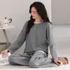 Novos Pijamas Femininos 2026 para Primavera e Outono, Algodão Puro, Manga Longa, Tamanho Grande, Listrado, Casual, Solto, Adequado para Usar ao Ar Livre, Conjunto de Roupa para Casa