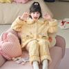 Pijama de Coral Fleece para Niñas para Otoño e Invierno, Ropa de Casa Engrosada y Forrada de Polar para Niños Mayores, Conjunto Cálido de Franela para Niñas