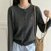 Cardigan Chaqueta de Punto Corto Bordado Cuello Redondo para Mujer Otoño Invierno Suéter de Punto para Mujer 2026 Nuevo Estilo Tops Petite Primavera Otoño