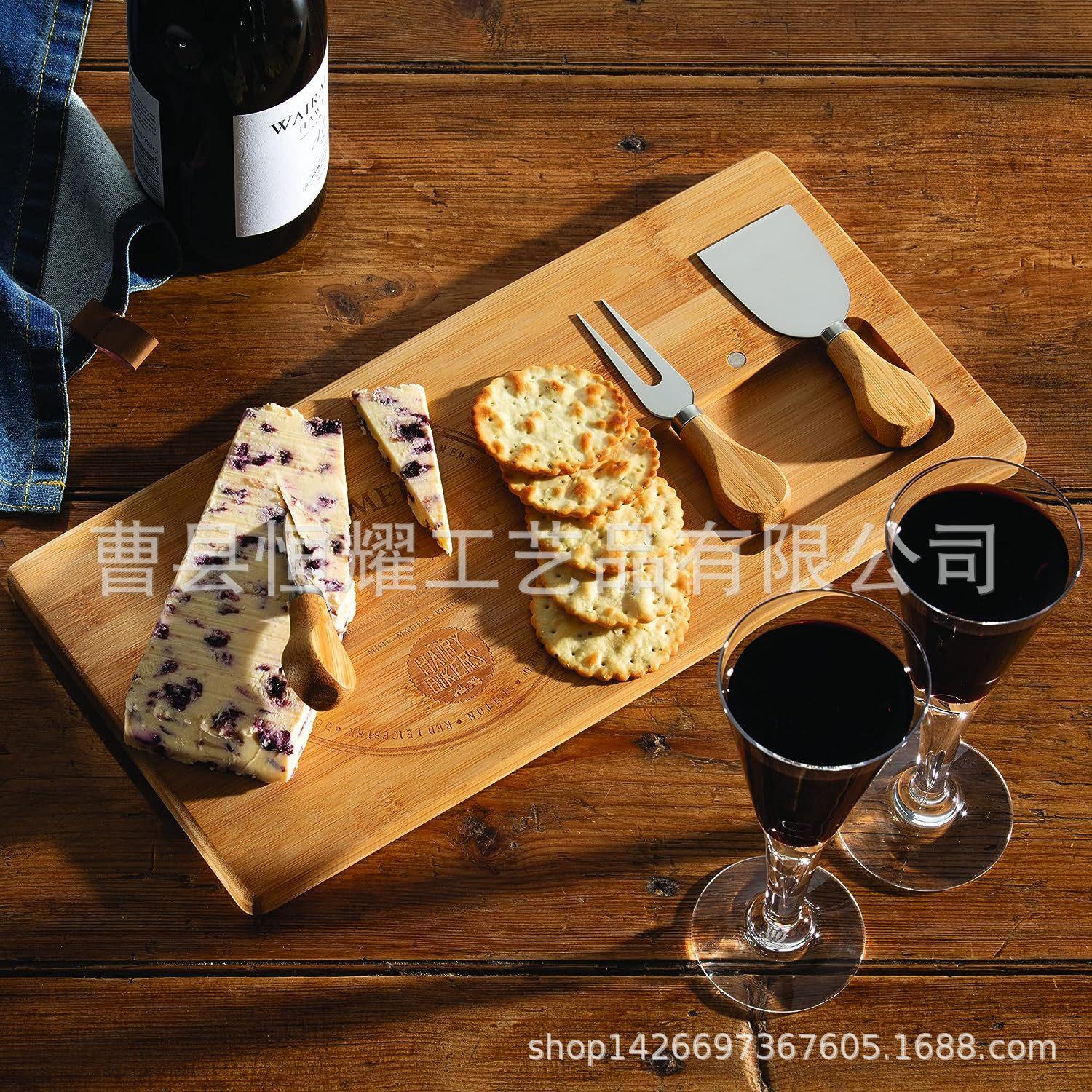 竹制芝士砧板 带刀叉套装聚餐派对奶酪板切菜板 竹木砧板BSC