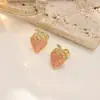 Pendientes de Acero Inoxidable 304 con Esmalte de Fresa Colorido Transfronterizos, Pendientes Elegantes con un Toque Sencillo y de Alta Gama, Joyería al por Mayor