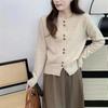 Cárdigan de Punto Chic con Botones de Diseño Coreano para Mujer Otoño e Invierno Nuevo Estilo de Moda Encaje Cuello Redondo Chaqueta Suéter