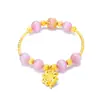 Pulseira de Ágata Agaron do Vietnã para Mulheres com Pingente de Trevo de Quatro Folhas Banhado a Ouro 24K Pulseira de Ágata Vermelha Agaron do Vietnã