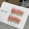 Uñas Portátiles Donghai con Diseño Degradado, Uñas Portátiles Completamente Hechas a Mano, Pegatinas de Uñas Mentoladas Suaves Completamente Hechas a Mano, Uñas Portátiles Hechas a Mano