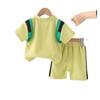 Conjunto de Dos Piezas para Niños de Verano, Camisa Polo con Cuello, Estampado de Letras, Empalme, Manga Corta, Casual, Algodón, Pantalón de Cinco Cuartos, Fabricante, Venta al por Mayor