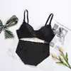 Conjunto de Sutiã Fino Respirável de Verão com Bojo, Confortável, Sem Aro, Renda na Borda, Sexy, Push-Up, Conjunto Íntimo