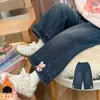 Pantalones de Forro Polar para Niñas Otoño e Invierno 2025 Nuevos Monos de Forro Polar para Niños Jeans de Forro Polar Pantalones Rectos Engrosados de Invierno para Niñas