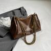 Bolso de gran capacidad para mujer, bolso bandolera con cadena retro a juego para otoño 2023, bolso de mano texturizado para uso diario.