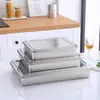 [Venta Flash] Placa de Acero Inoxidable Resistente a Ácidos y Álcalis Bandeja Rectangular Plato Cuadrado de Cocina Plato Profundo para el Hogar Plato Plano para Horno
