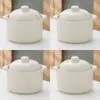 Olla de Cerámica Impermeable para Estofado Tazón Doméstico para Huevo al Vapor con Tapa Tazón para Natillas al Vapor Olla de Barro Taza para Sopa Individual Olla Pequeña para Estofado