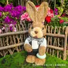 Adornos de Conejo Tejidos de Paja para Creación de Entorno en Jardín de Infancia, Rincón de Plantas, Decoración del Hogar con Temática de Bosque, Sala de Estar, Escaparate, Decoraciones de Boda, Accesorios para Fotografía