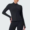 Punto de Cruz Cuello Alto Cremallera Ropa de Yoga Chaqueta para Mujer Otoño Invierno Fitness Cortavientos Cálido Ajuste Delgado Deporte Running Top