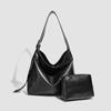 Bolsa Tote de Gran Capacidad para Viajes de Verano para Mujer 2026 Color Sólido Transfronteriza Nuevo Estilo Negra Versátil Bolso Cubo de Hombro