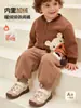 Pantalones de entrenamiento para bebé pantalones deportivos pantalones para bebé pantalones largos con felpa puños al por mayor estilo coreano para niños ropa de abrigo otoño e invierno ropa para niños