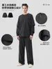 Sudadera Pesada para Hombre Ckx de Algodón Puro 420g con Diseño Falso de Dos Piezas, Lavada y Desgastada, Borde Enrollado, Mangas de Doble Capa, Sudadera de Cuello Redondo