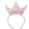 Tiara de Cabelo Infantil Mais Vendida na Fronteira, Grampos de Cabelo com Lantejoulas, Acessórios de Cabelo de Coroa Colorida para Festa de Aniversário, Acessórios Fofos para Bebê, Tiaras