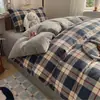 Conjunto de Roupa de Cama Estudantil Super Macio 100% Algodão para Dormir Nu, Conjunto de Três Peças para Estudantes, Cama de Solteiro, Cama Elástica, Conjunto de Quatro Peças 100% Algodão para Dormitório