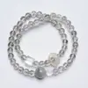 [Gelatina de Leche a la Luz de la Luna] Pulsera de Cristal Natural Fuegos Artificiales Grises Pelo de Conejo Pulsera Versátil para Mujer Regalo al por Mayor