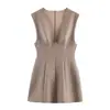 Nuevo Vestido Corto Rayado de Primavera 2026 para Mujer, sin Mangas, Cuello en V, Ceñido a la Cintura, Corte Delgado, Estilo Europeo y Americano