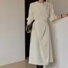 Vestido asimétrico de corbata elegante estilo francés de alta gama para mujer de Dongdaemun, Corea