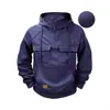 Sudadera con capucha para hombre transfronteriza, sudadera casual de color liso para otoño e invierno, top holgado para hombre con múltiples bolsillos y media cremallera, abrigo de invierno