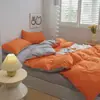 Conjunto de quatro peças de cor sólida cuidadosamente selecionado lençol simples capa de edredom fronha estilo fresco roupa de cama escovada conjunto de três peças para dormitório estudantil