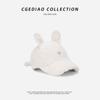 Gorra de Béisbol de Peluche de Cordero para Mujer Otoño e Invierno Moda Cara Pequeña Combinable Estilo Coreano Trendy Cabeza Grande Orejas de Conejo