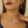 Abastecimiento transfronterizo Europa y Estados Unidos más vendidos conjunto de collar y aretes de cristal de color con diamantes completos de dos piezas accesorios para vestido de banquete