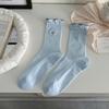 Calcetines sin hueso para niños de verano de malla fina transpirable absorbentes de sudor de algodón peinado calcetines apilados lazo bordado calcetines de algodón