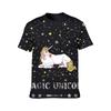 Camiseta de manga curta com estampa digital de unicórnio e estrela de verão da Amazon, gola redonda, impressão 3D