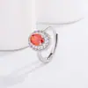 Anillo de apertura con rubí y simulación de diamante completo de Caibao, colgante de moda para mujer, collar, pendientes, joyería de traje, disponible al por mayor