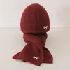 Conjunto de Chapéu e Cachecol Infantil Duas Peças Estilo Coreano Inverno Bebê À Prova de Vento e Quente Chapéu de Lã Tricotado para Meninos e Meninas