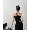Estilo de garota quente de verão cachecol de pescoço floral tridimensional top tubinho justo colete feminino