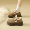 Sandálias Birkenstock de Pelúcia com Solado Grosso Femininas 2026 Tendência de Moda Novos Sapatos de Algodão Slip-on Botas de Neve Quentes Tamanho Pequeno