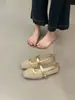 Sandálias Vazadas Estilo Francês para Mulheres, Novos Sapatos Planos Mary Jane Inspirados em Chanel para Primavera-Verão 2026 com Uma Única Tira