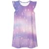 Pijama Feminino Casual Doce com Mangas Volantes, Estampa Digital 3D Gradiente Arco-Íris Aurora Estrela Iridescente, Estilo Europeu e Americano, Transfronteiriço