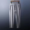 Pantalones casuales finos de seda de hielo de verano para hombre, pantalones rectos de alta elasticidad, pantalones de talla grande, pantalones de malla hasta el tobillo para hombre
