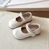 Zapatos Mary Jane de Cuero para Niñas, Zapatos de Princesa de Suela Blanda, Nuevos Zapatos de Cuero para Niños de Primavera y Otoño, Zapatos de Una Sola Hebilla Decorados con Perlas, Zapatos de Actuación