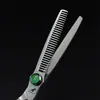 Tijeras Grandes Rectas Fm-123 de 6.0 pulgadas con Mango de Piedra Semipreciosa Verde, Tijeras Planas de Corte de Color Brillante, Tijeras de Peluquería, Tijeras para Cortar el Cabello