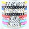 Amazon Pulsera de ventilador de Taylor elástica personalidad letras coloridas traje de pulsera de cuentas multicapa fabricante en stock