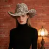 Sombrero Vaquero Occidental con Patrón de Piel de Serpiente Transfronterizo, Sombrero de Ala Plana para Otoño e Invierno, Sombrero Jazz Retro de Ala Ancha para Hombre, para Mujer