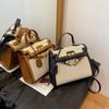 Bolso Kelly con hebilla para niña, bandolera portátil de color liso con costuras textiles 2024