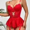 Conjunto de Lingerie Sexy Tentação Transfronteiriço Europeu e Americano Fino Renda Cinto de Liga Dia dos Namorados Paixão Uniforme Modelador