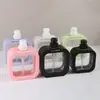 Nuevas botellas vacías de emulsión visual de plástico tipo prensa para desinfectante de manos de baño, subembotellado transparente.