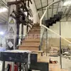 Producción Personalizada de Fabricante de Escaleras Modernas Sencillas, Escaleras de Acero y Madera para Loft de Casa, Escaleras de Sierra Dentada para Peldaños de Roble Rojo